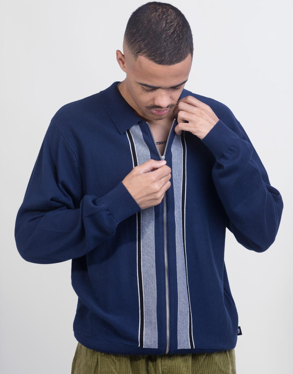 Full Zip L/S Knit Polo