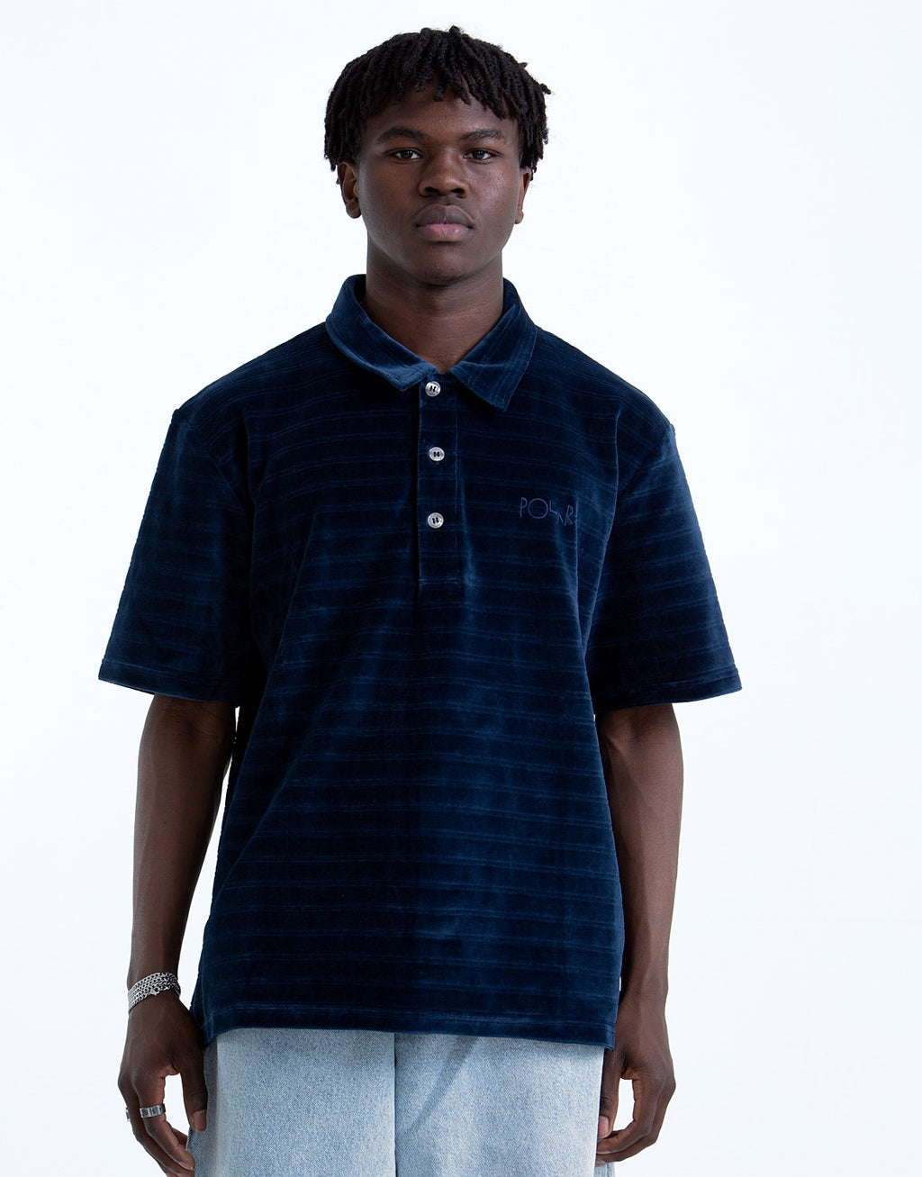Stripe Velour Polo Shirt