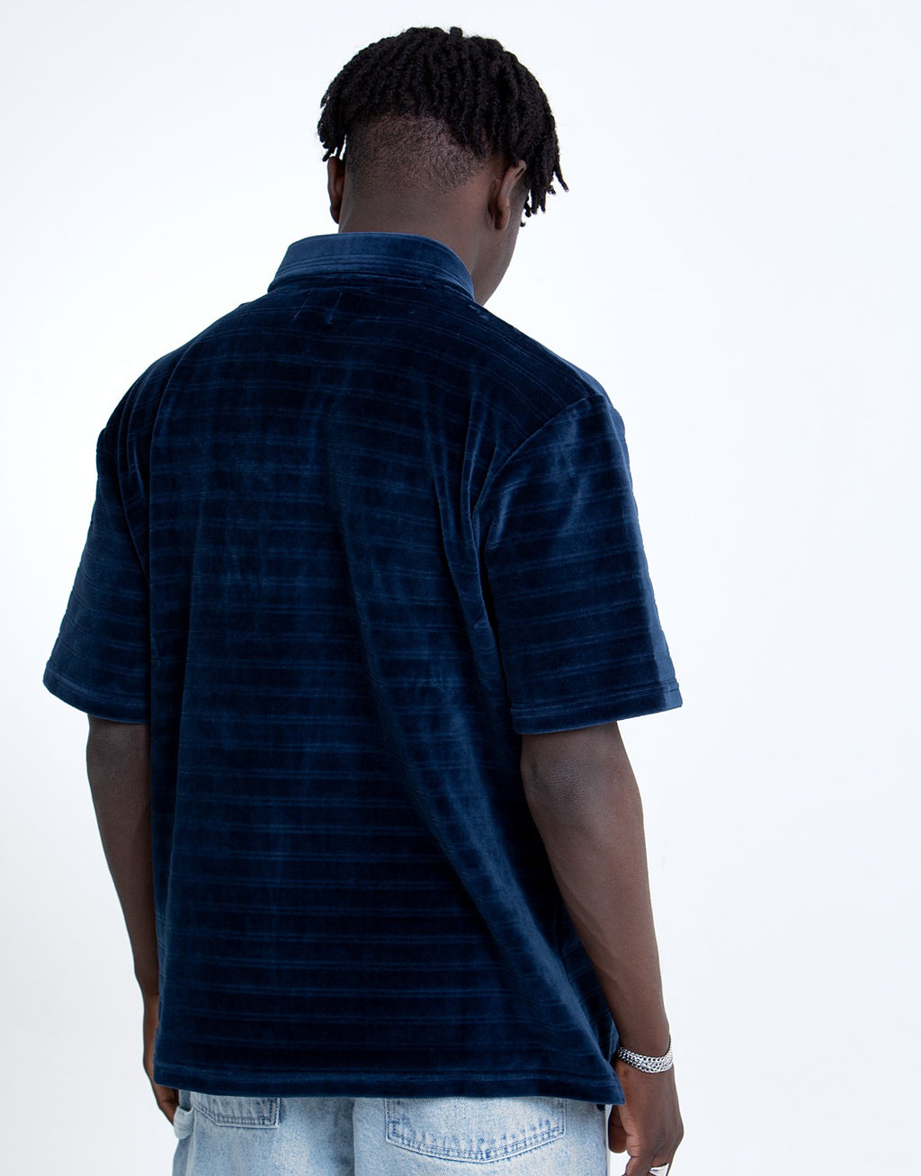 Stripe Velour Polo Shirt
